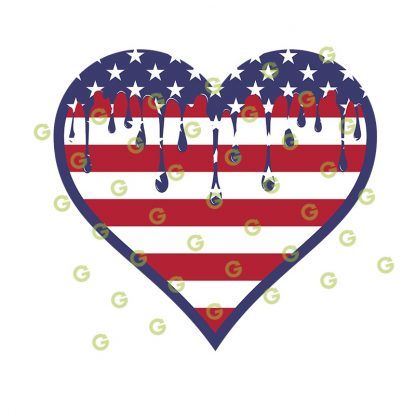 American Flag SVG, Dripping Heart SVG, USA Flag Heart, Love Heart SVG, Valentines Heart SVG, Valentines Day SVG, Fourth of July SVG