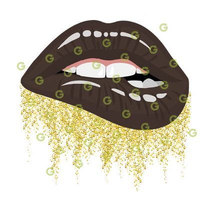 Brown Glitter Drip Lips SVG