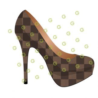 Brown Checker Pattern, Fashion Shoe SVG, High Heel Shoe SVG, Fashion Stiletto SVG, Designer Shoe SVG, Fashion Sublimation SVG