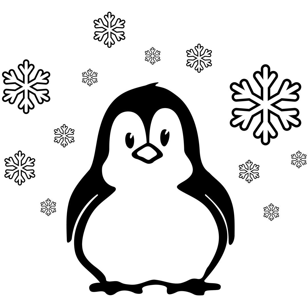 Free SVG Cute Penguin With Snowflakes