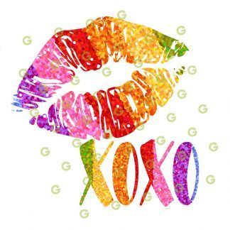 Rainbow Glitter, Pride Lips SVG, Pride XOXO SVG, Kiss Lips SVG, Lips SVG, XOXO SVG, Kisses and Hugs SVG, Kissing Lips SVG, Sublimation Lips SVG