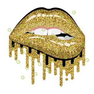 Gold Glitter Drip Lips SVG, Dripping Lips SVG, Biting Lips SVG, Sexy Lips SVG, Sublimation Lips SVG, Lips SVG, Makeup Lips SVG, Kissing Lips SVG, Kiss Lips SVG