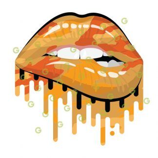 Orange Camo Drip Lips SVG, Dripping Lips SVG, Biting Lips SVG, Sexy Lips SVG, Sublimation Lips SVG, Lips SVG, Makeup Lips SVG, Kissing Lips SVG, Kiss Lips SVG