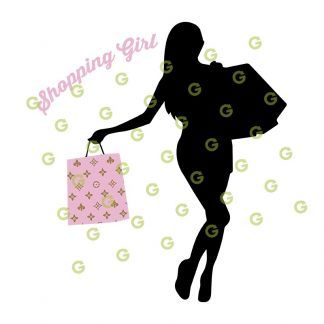 Pink Fashion Shopping Girl SVG