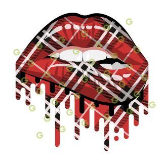 Red Plaid Drip Lips SVG, Dripping Lips SVG, Biting Lips SVG, Sexy Lips SVG, Sublimation Lips SVG, Lips SVG, Makeup Lips SVG, Kissing Lips SVG, Kiss Lips SVG