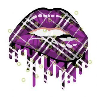 Purple Plaid Drip Lips SVG, Dripping Lips SVG, Biting Lips SVG, Sexy Lips SVG, Sublimation Lips SVG, Lips SVG, Makeup Lips SVG, Kissing Lips SVG, Kiss Lips SVG