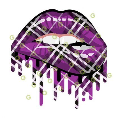 Purple Plaid Drip Lips SVG, Dripping Lips SVG, Biting Lips SVG, Sexy Lips SVG, Sublimation Lips SVG, Lips SVG, Makeup Lips SVG, Kissing Lips SVG, Kiss Lips SVG