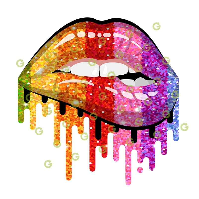 Rainbow Glitter Drip Lips SVG | SVGed