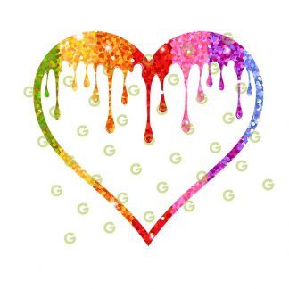Rainbow Glitter SVG, Dripping Heart SVG, Pride Heart SVG, Love Heart SVG, Valentines Heart SVG, Valentines Day SVG, Sublimation Heart SVG