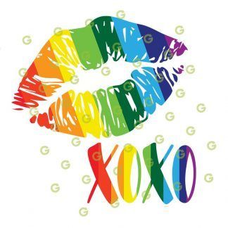 Rainbow Pattern, Pride Lips SVG, Pride XOXO SVG, Kiss Lips SVG, Lips SVG, XOXO SVG, Kisses and Hugs SVG, Kissing Lips SVG, Sublimation Lips SVG