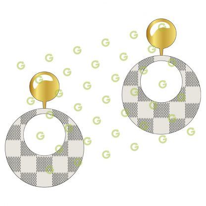 White Checkered Fashion Earrings SVG