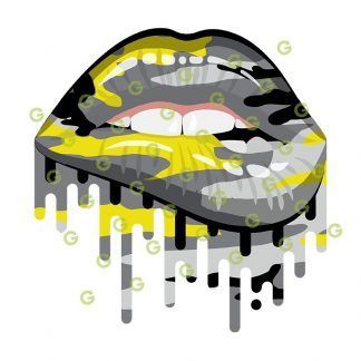 Yellow Camo Drip Lips SVG, Dripping Lips SVG, Biting Lips SVG, Sexy Lips SVG, Sublimation Lips SVG, Lips SVG, Makeup Lips SVG, Kissing Lips SVG, Kiss Lips SVG