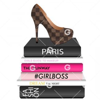 Fashion Books With Checkered Shoe SVG