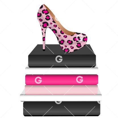 Fashion Books With Pink Leopard Shoe Blank Books SVG