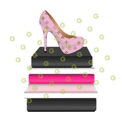 Pink Fashion Shoe With Blank Books