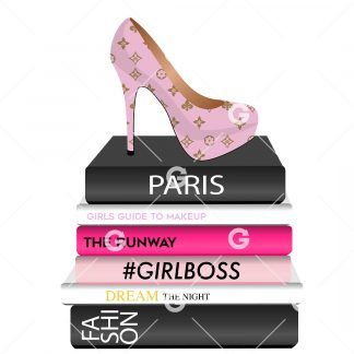 Fashion Books With Pink Shoe SVG