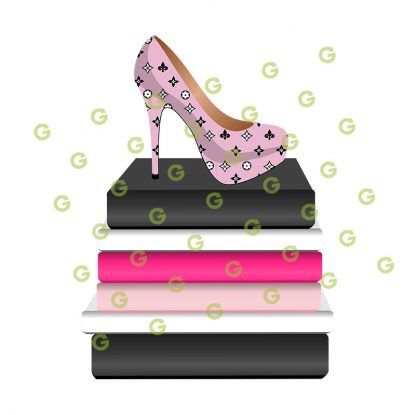 Fashion Books SVG, Pink and Black Pattern Svg, High Heel Shoe SVG, Fashion Shoe SVG, Books and Shoe SVG, Stack of Books SVG, Stiletto Shoe SVG