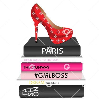 Fashion Books With Red Shoe SVG