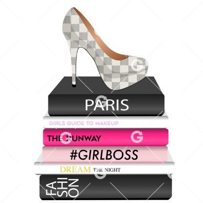 Fashion Books White Checkered Shoe SVG