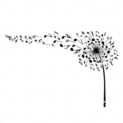 Dandelion Music Notes Flower SVG