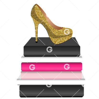 Fashion Books With Gold Glitter Shoe Blank Books SVG
