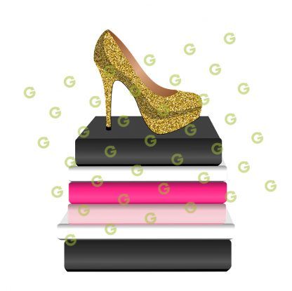 Fashion Books With Gold Glitter Shoe SVG