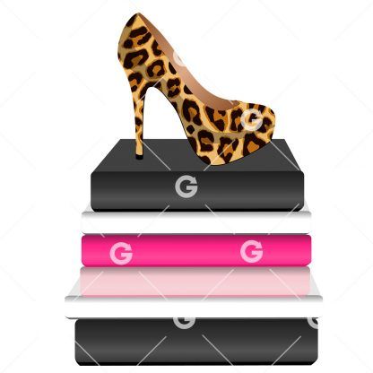 Fashion Books With Leopard Shoe Blank Books SVG