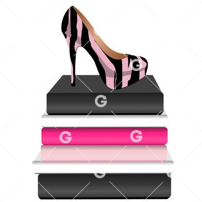Fashion Books With Pink Zebra Shoe Blank Books SVG