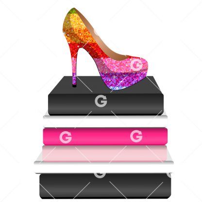 Fashion Books With Rainbow Glitter Shoe Blank Books SVG