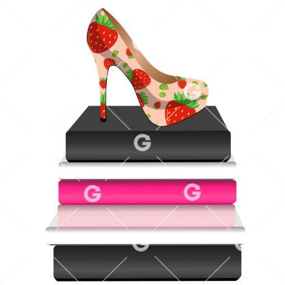 Fashion Books With Strawberry Shoe Blank Books SVG
