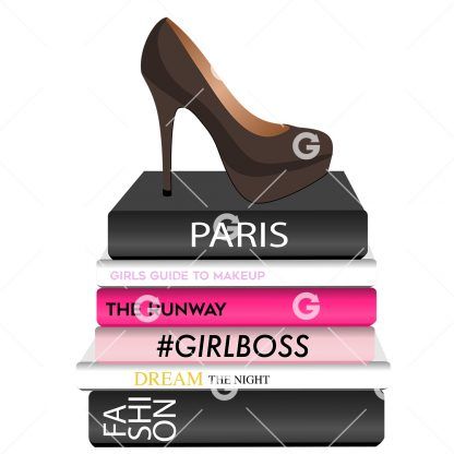 Fashion Books With Brown Shoe SVG