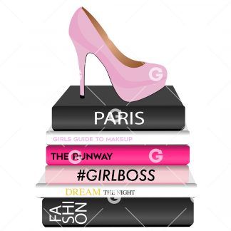 Fashion Books With Solid Pink Shoe SVG