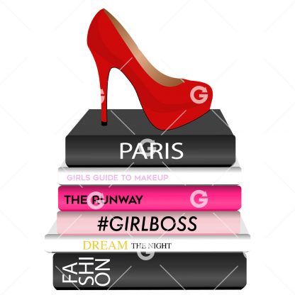 Fashion Books With Solid Red Shoe SVG