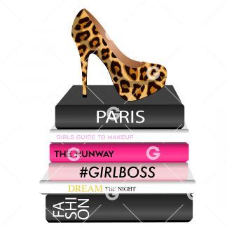 Fashion Books With Leopard Shoe SVG