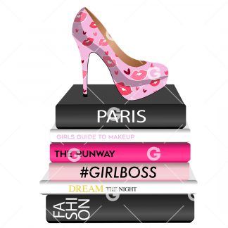 Fashion Books With Lips Pattern Shoe SVG
