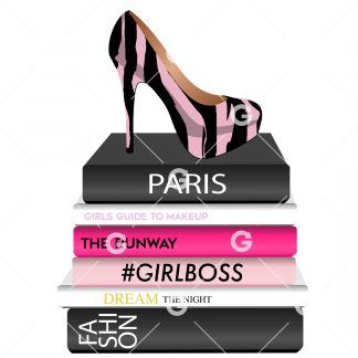 Fashion Books With Pink Zebra Shoe SVG