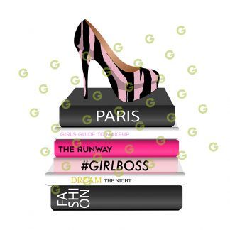 Fashion Books SVG, Pink Zebra Pattern Svg, High Heel Shoe SVG, Fashion Shoe SVG, Books and Shoe SVG, Stack of Books SVG, Stiletto Shoe SVG