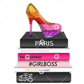 Fashion Books With Rainbow Glitter Shoe SVG