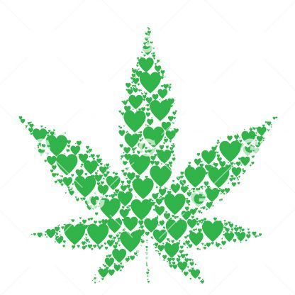Heart Cannabis Weed Pot Leaf SVG