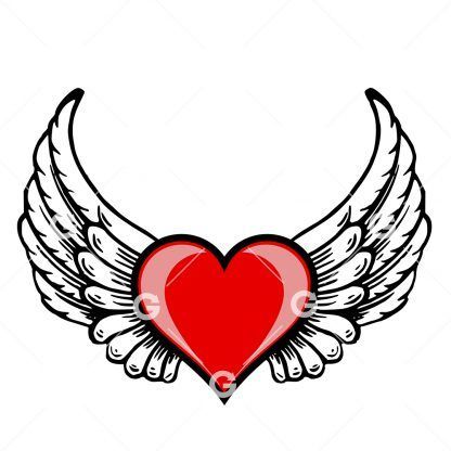 Red Heart With Wings SVG