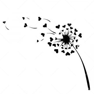 Hearts Dandelion Flower SVG