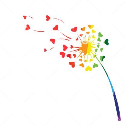 Rainbow Hearts Dandelion Flower SVG