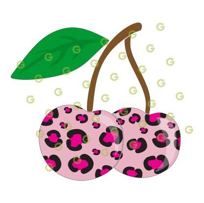 Pink Leopard Pattern, Fashion Cherries SVG, Sublimation Cherries Svg, Cherry Sticker SVG, Cherry Decal SVG, Cherry Print and Cut