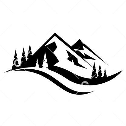 Mountain Scenery With Trees SVG