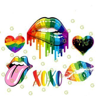 Rainbow SVG Bundle, Rainbow Drip Lips, Pride Lips SVG, Rainbow Heart SVG, Pride Heart SVG, Pride Kisses and Hugs, Rainbow Smile Lips SVG, Pride Sublimation SVG