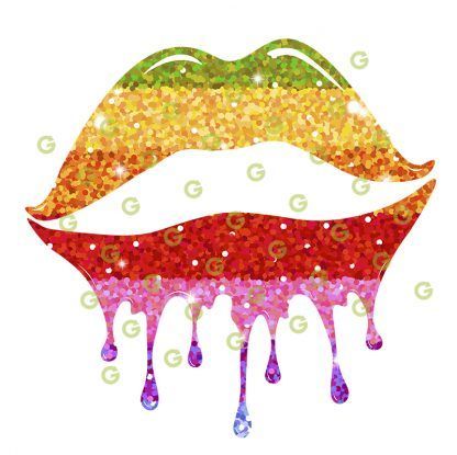 Rainbow Glitter Pattern, Dripping Lips SVG, Drip Lips SVG, Kiss Lips SVG, Lips Svg, Drip Design, Dripping Makeup, Sublimation Lips
