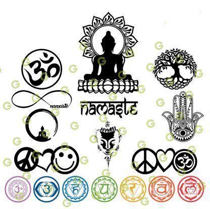 Spiritual SVG Bundle, Tree of Life SVG, Hamsa Hand SVG, 7 Chakra SVG, Om Symbol SVG, Namaste SVG, Yoga SVG Cut Files, Spiritual Symbols SVG