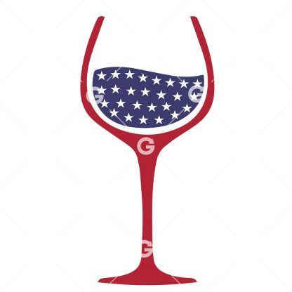 American Flag Wine Glass SVG