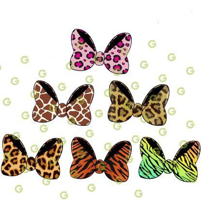 Hair Bows SVG Bundle, Animal Pattern, Leopard Bow, Giraffe Bow, Fuzzy Bow, Tiger Bow, Rainbow Tiger, Fashion Bows