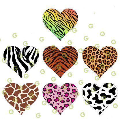 Hearts SVG Bundle, Animal Pattern, Zebra Heart, Tiger Heart, Leopard Heart, Giraffe Heart, Cow Heart, Fashion Heart